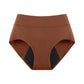 Caramel high-waist menstrual brief front view with mesh side panels on a plain background