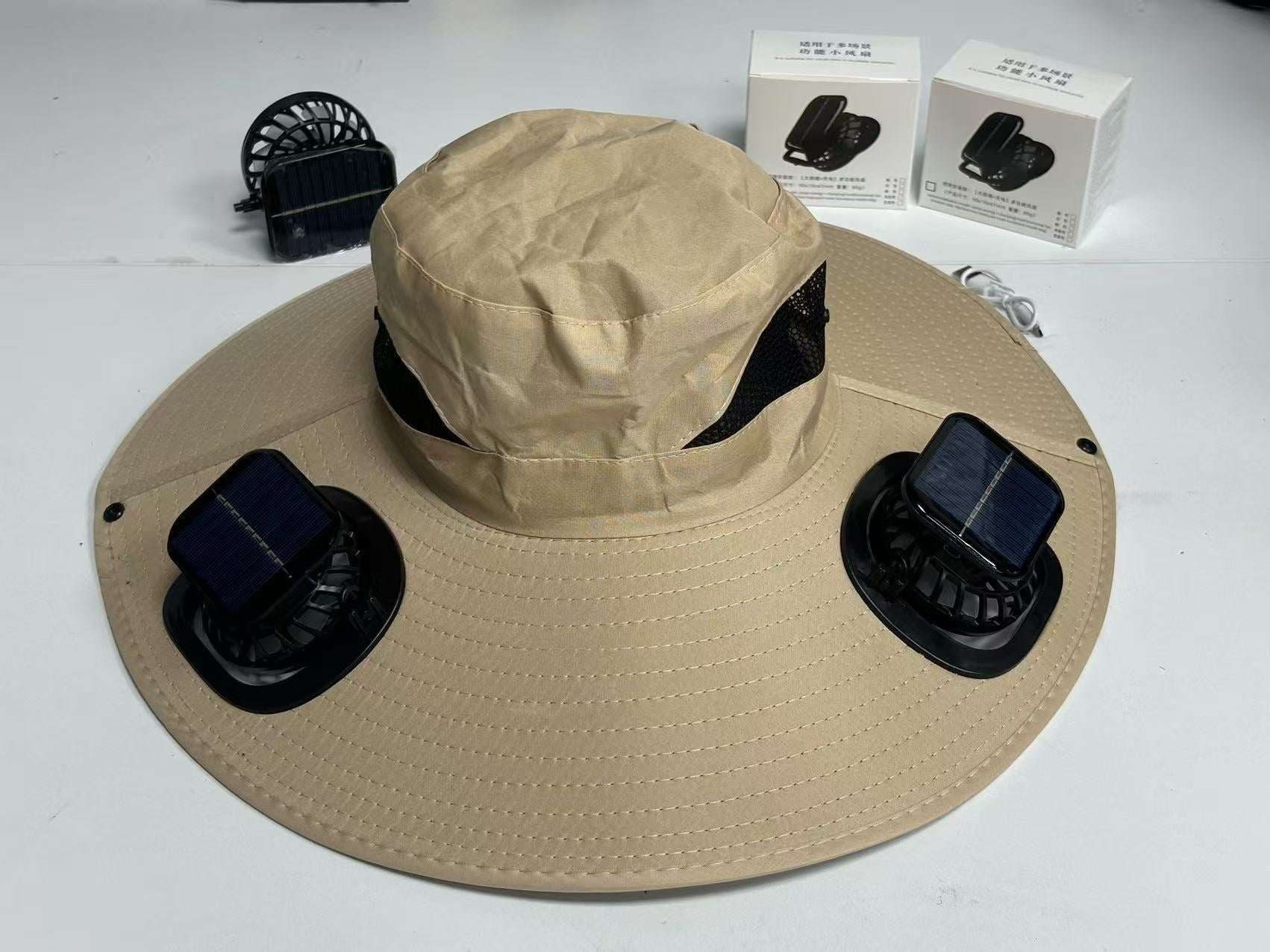 Solar Usb Fan Hat with Dual | soft daylight shot