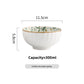 Round green leaf porcelain dish on a pale kitchen table