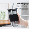 Glass Straw Cup With Lid Coffee Beverages - 450ml soot