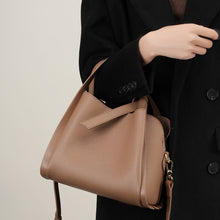 Genuine Leather Bucket Bag with Adjustable Strap