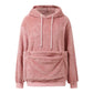 Dusty Rose option, size XXL: plush fleece hooded sweatshirt with white drawstrings and large front pocket