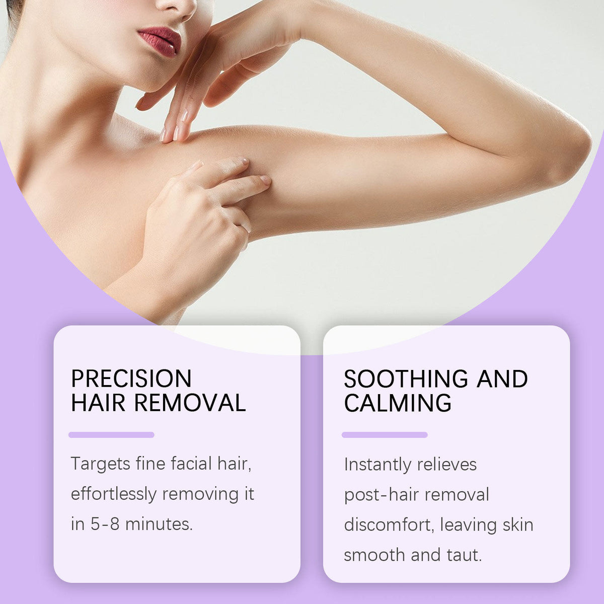 Gentle hair removal kit label and product detail close up