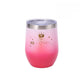 Stemless insulated stainless steel tumbler in a pastel finish with a clear press-on lid and rounded U-shaped body