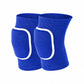 Blue with white edge dance knee pads with sponge pad, pair on white background, size M variant