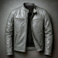 Men's stand-up collar slim-fit punk motorcycle jacket coat
