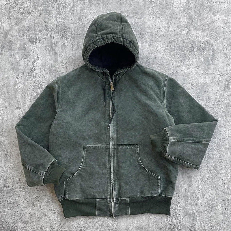 Green washed hooded zip jacket option photo, size XXL