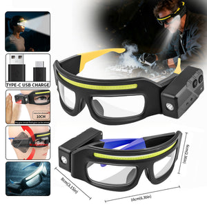 Side profile of the LED headlamp showing the light housing and adjustable strap