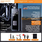 Wireless power bank version of the tire inflator with valve nozzle set and charging cable