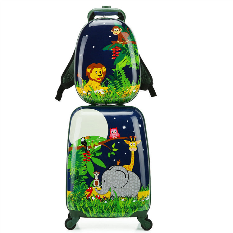 Rear of an egg shaped kids backpack showing padded strap harness