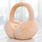 Beige Plush Band foldable plush winter earmuffs, front three quarter view