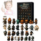 Full set of thirty one hand painted horror mini figures arranged beside the numbered Halloween countdown box