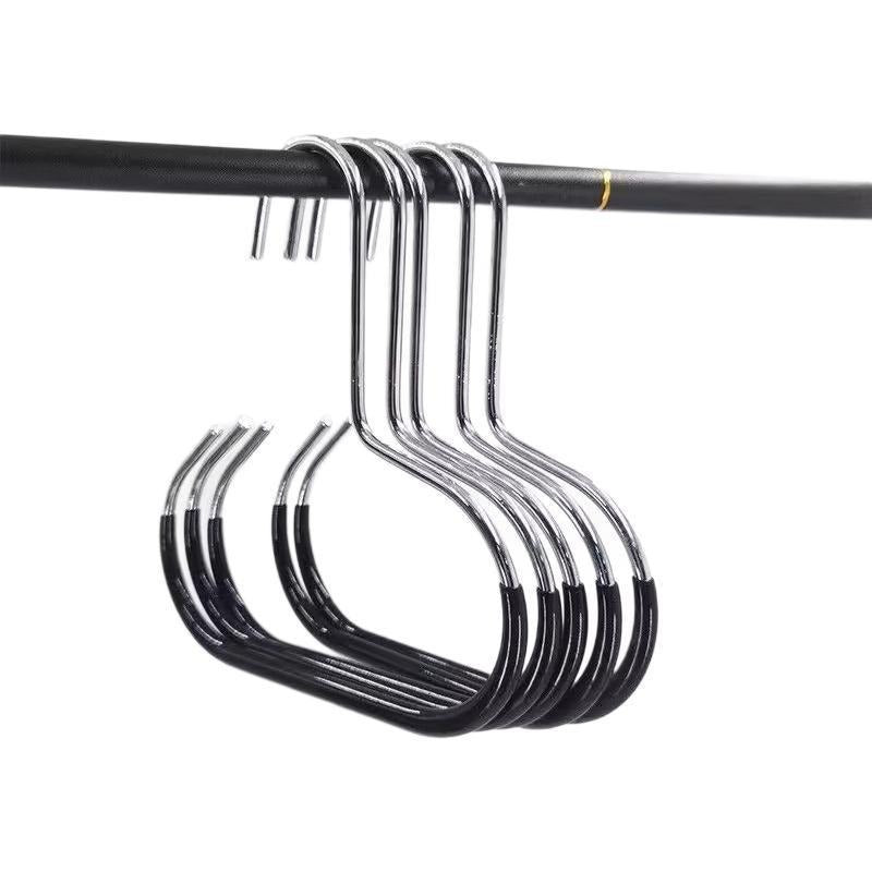 Circular hat hanger ring shown from the side holding caps in a closet
