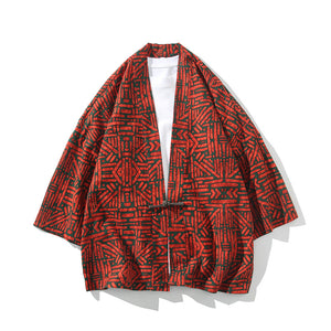 Chinese style printed cotton shirt front view