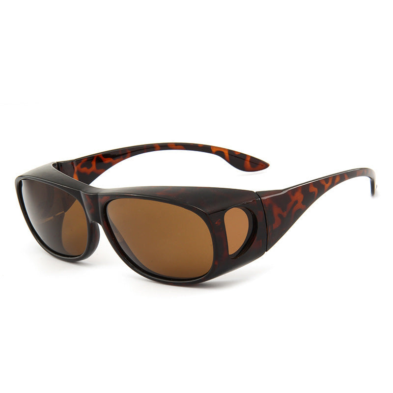 Glossy black sports sunglasses with yellow polarized lens and side vent window