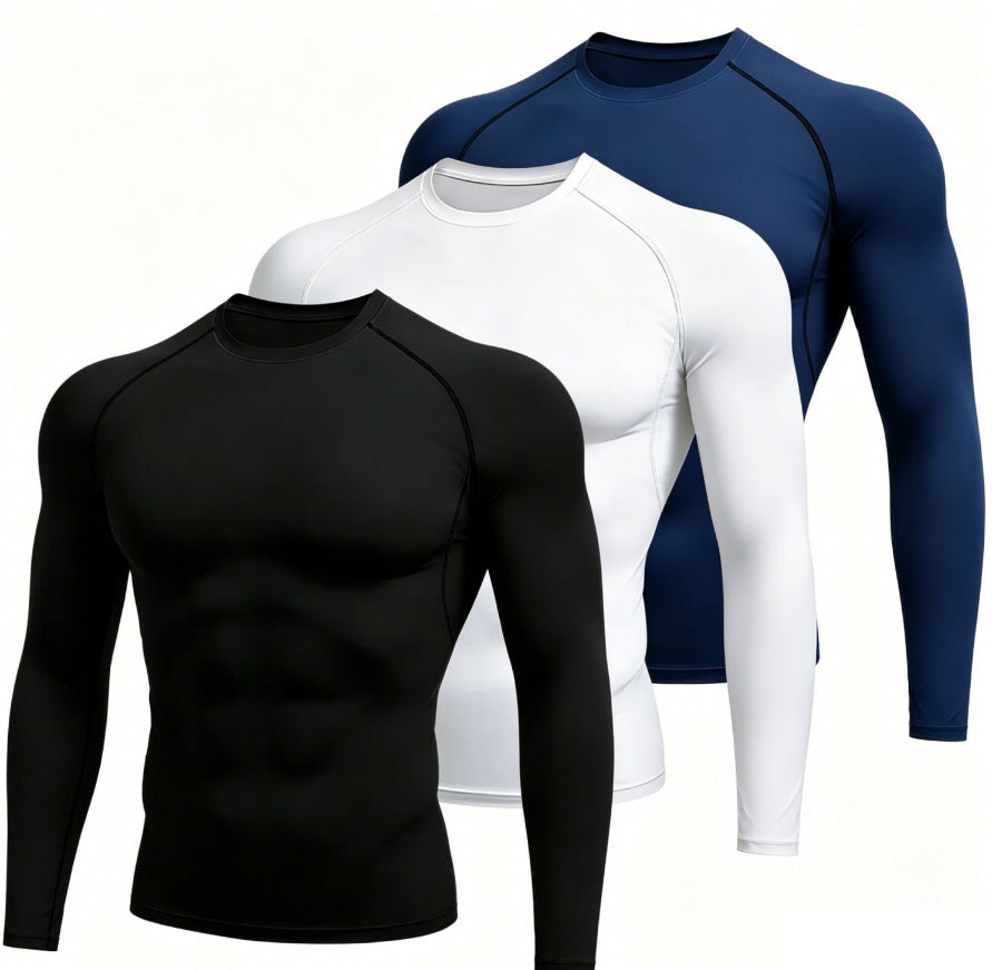 3-pack black, white and navy compression shirts, variant photo for size S