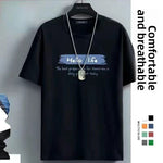 Men's ice silk short sleeve t-shirt in black, front view on a clean studio background