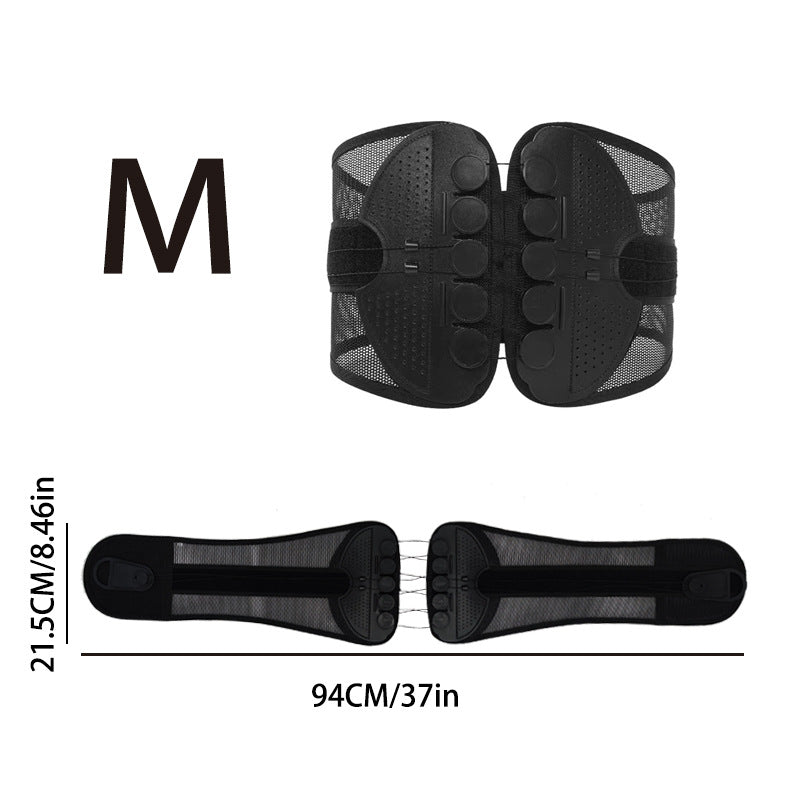 Firm back panels of the support belt that spread the pull evenly