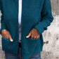 Peacock Blue zip-front knit cardigan with two patch pockets, size XXXL