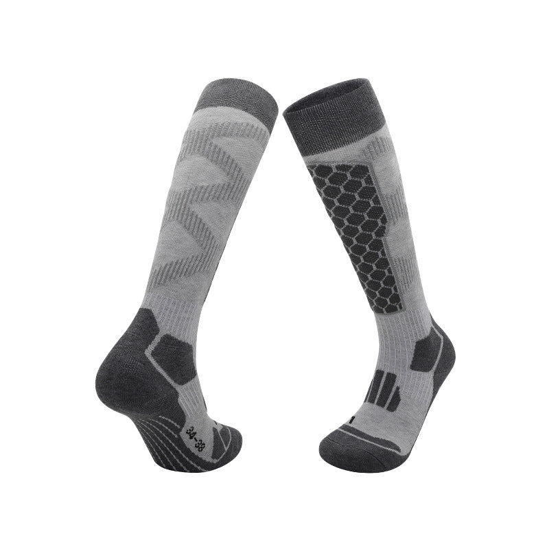 High tube sport ski socks with knit grip zones and a cushioned sole in a colourway pair