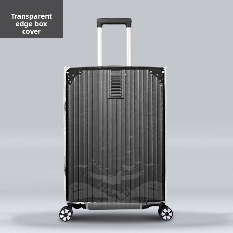 Clear PVC travel case cover showing the reinforced corner panels and side zipper