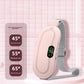 Pink heating belt with a graphic marking three onboard heat levels set by one button