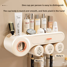 Punch-free Multifunctional Wall-mounted Toothbrush Holder Set with Toothpaste Squeezer and Gargle Cup