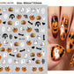 Halloween nail sticker sheet packed with jack o lantern and ghost motifs
