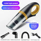 Handheld car vacuum with crevice nozzle and brush head attachments laid out