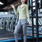 Side angle showing flat waistband on high rise running leggings