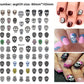 Halloween nail art stickers with witches, cats and crescent moon designs