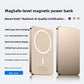 Magnetic power bank standing on end to show its thin overall profile