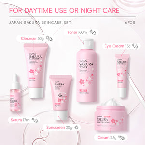 Cherry blossom skincare set with all six products