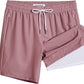 Quick-drying shorts with inner lining and shark-print design
