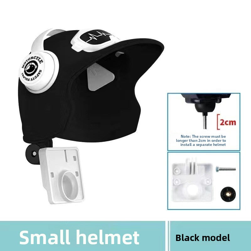 Single helmet, black option: small black helmet visor with a mounting plate, screw and washer