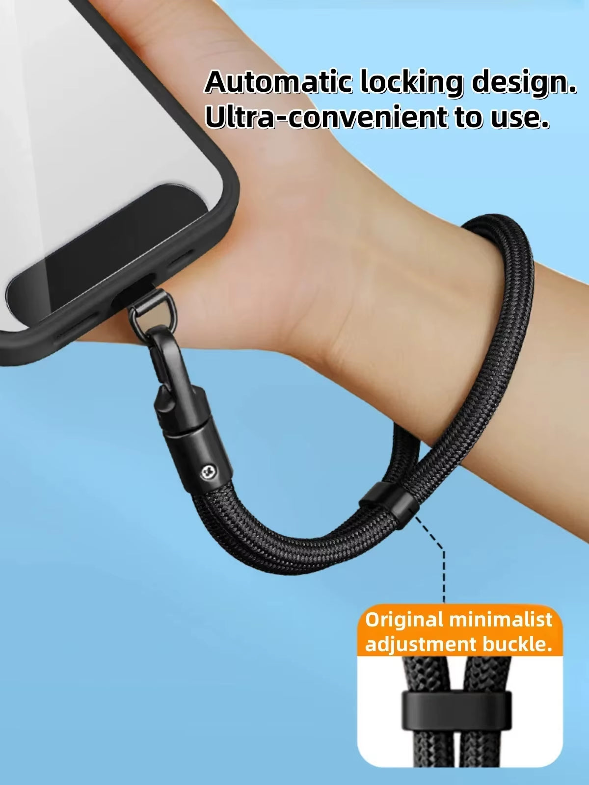 Universal Adjustable Mobile Phone Lanyard Short Wrist Strap with Self-Locking Anti-Drop Design Durable Polyester Phone Strap