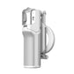 White magnetic palm grip with a round magnetic ring and a folding arm on a white background