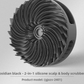 Obsidian black silicone scalp brush with soft swirling bristles and a palm grip