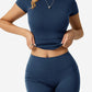Side profile showing the high-rise waistband on the leggings