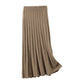 High waist detail of the ribbed wool midi skirt with micro elastic band