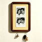 Option 8inch Hook Style 10: dark wood wall photo frame with yellow gingham backing and two key hooks