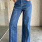 Beaded Straight-Leg Denim Pants