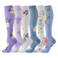 Knee-high compression socks shown on the calf with a snug graduated knit fit