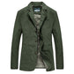 Army Green cotton blazer jacket with three buttons, option photo for size 2XL