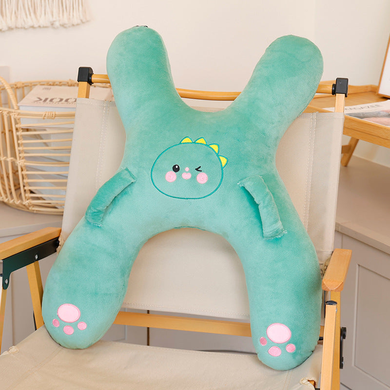 Close view of the soft polyester plush surface of the children car pillow
