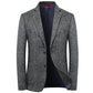 Mens checkered wool blend two button blazer in grey, two button front detail