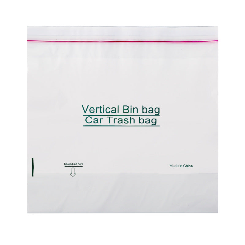 Flat white trash bag printed Vertical Bin bag Car Trash bag in green on a white background