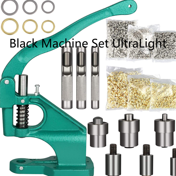 Black manual grommet press hole punch machine, ultralight version, bench mount lever press