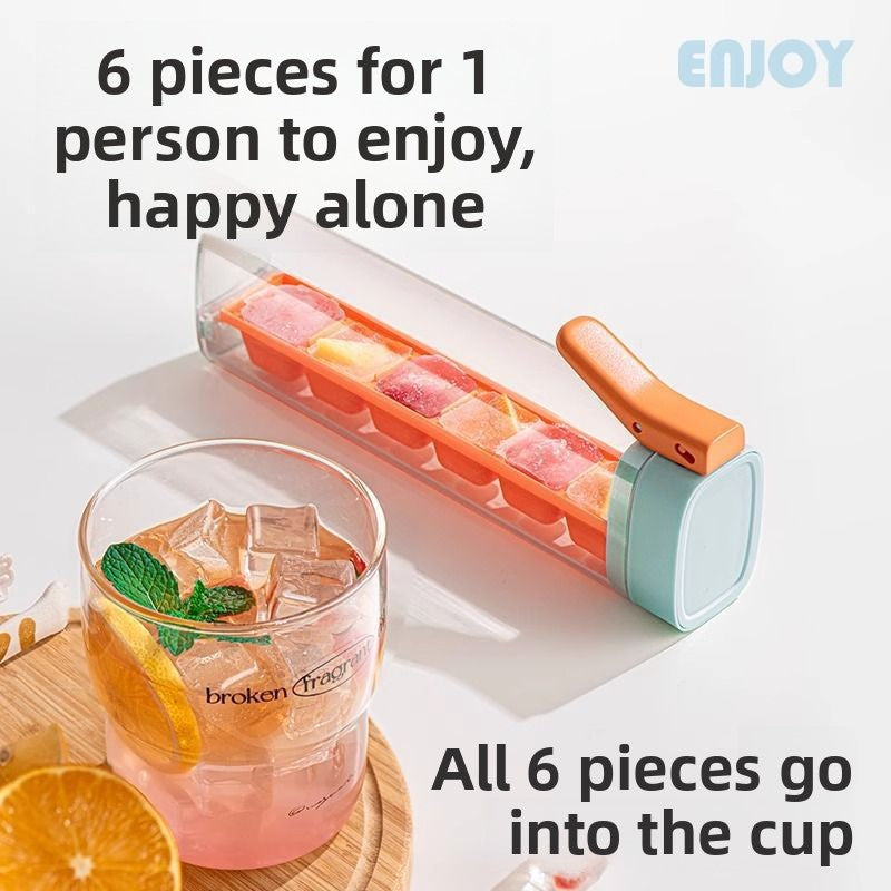 Milky white and Maldives tube ice makers on a counter with a glass of iced drink and six fresh cubes