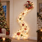 Illustrated Christmas wall display with an elf in a sleigh above a trail of lights and small gifts, Elf option